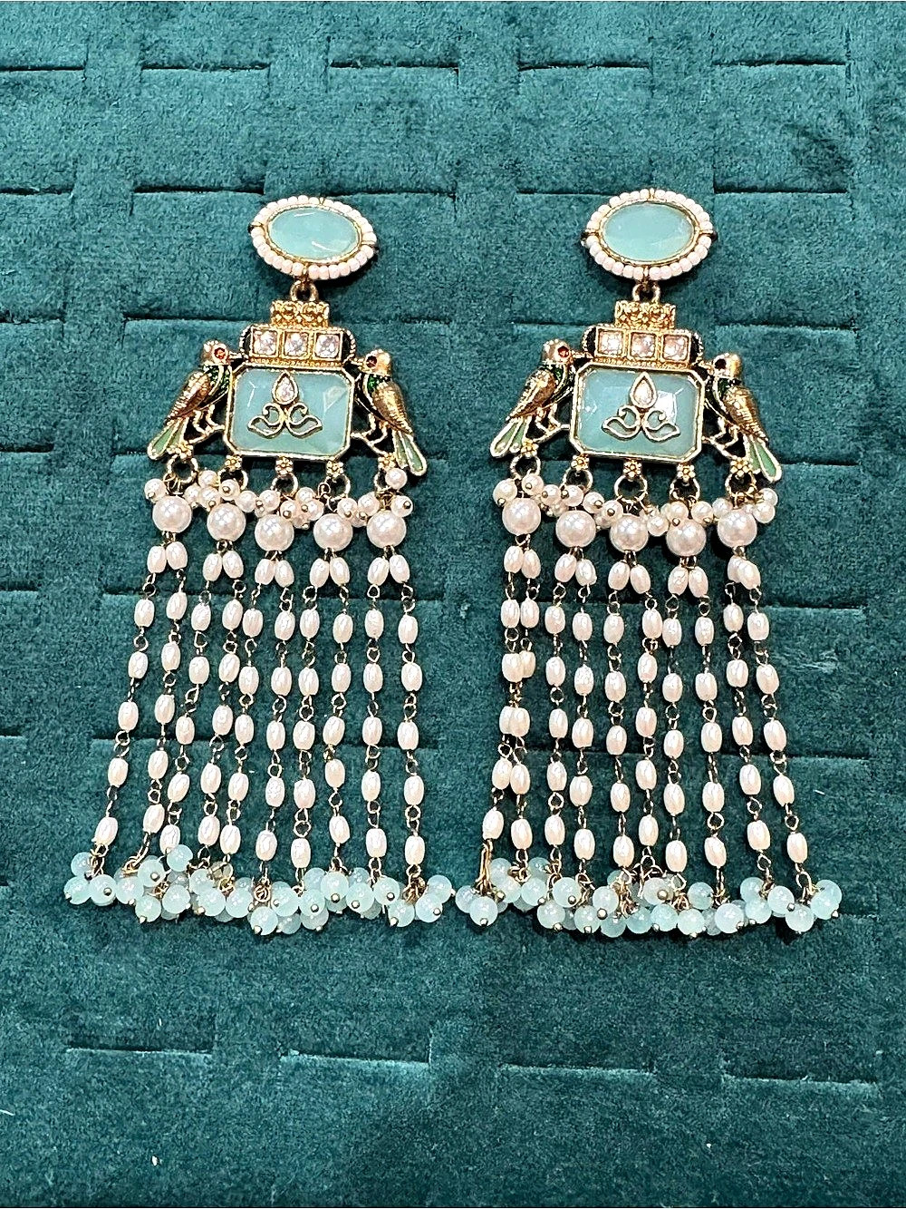 Gold & Green Chandelier Earrings Like New